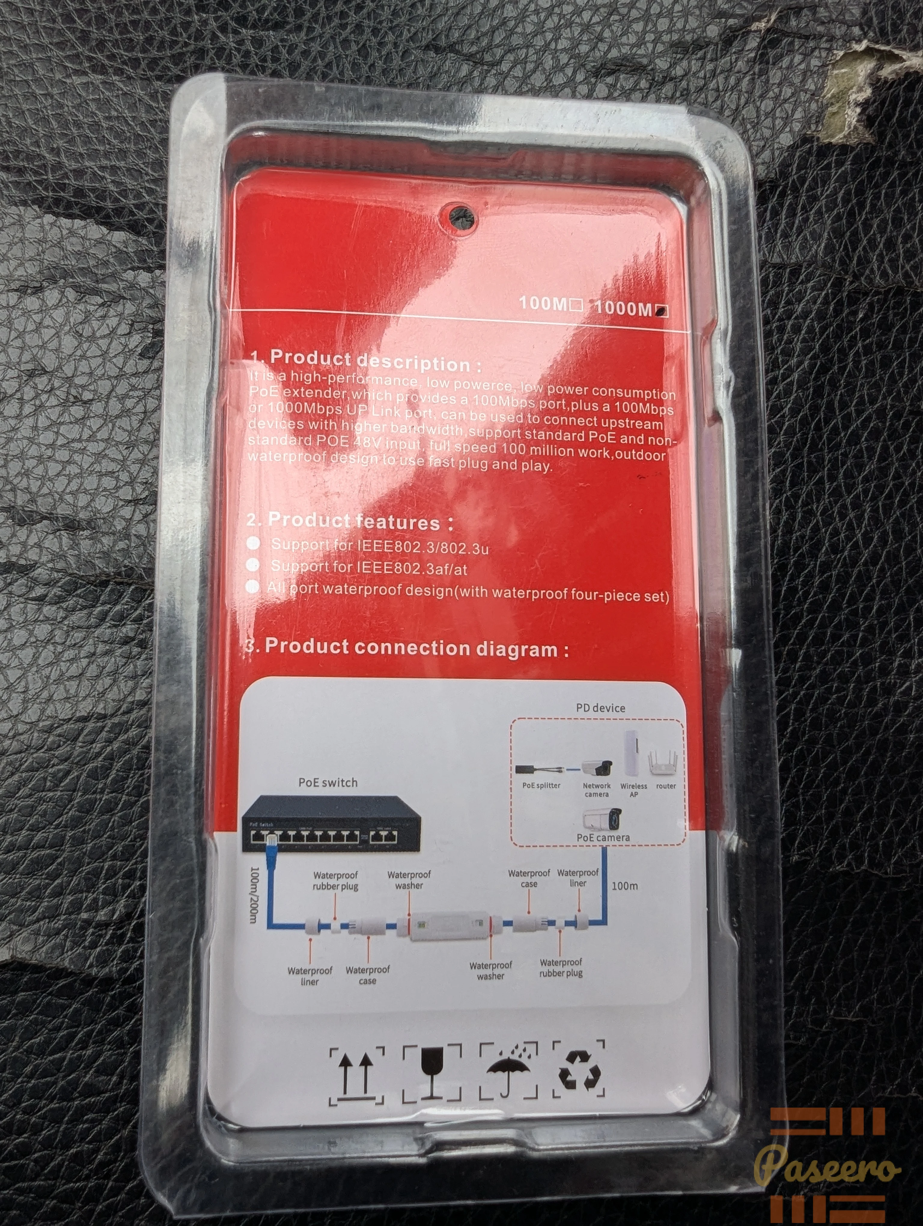 Poe waterproof extender 1to1 Gigabit1