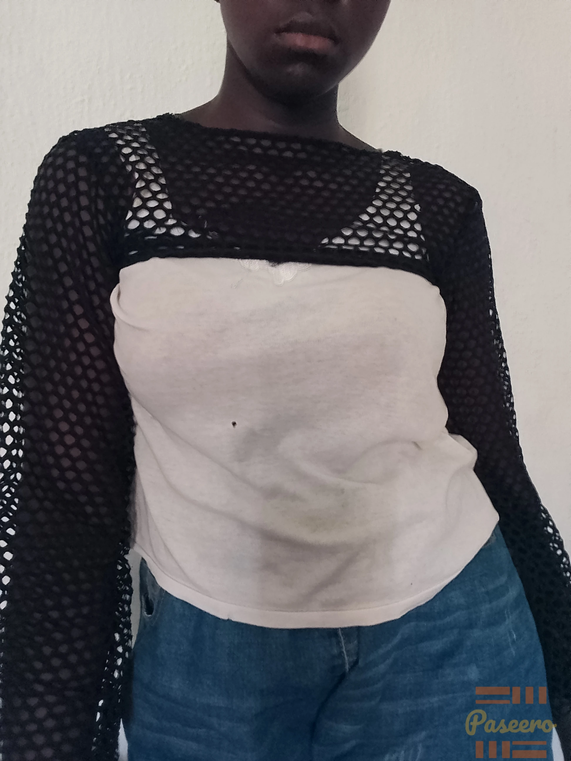 Black breathable fishnet shrug2