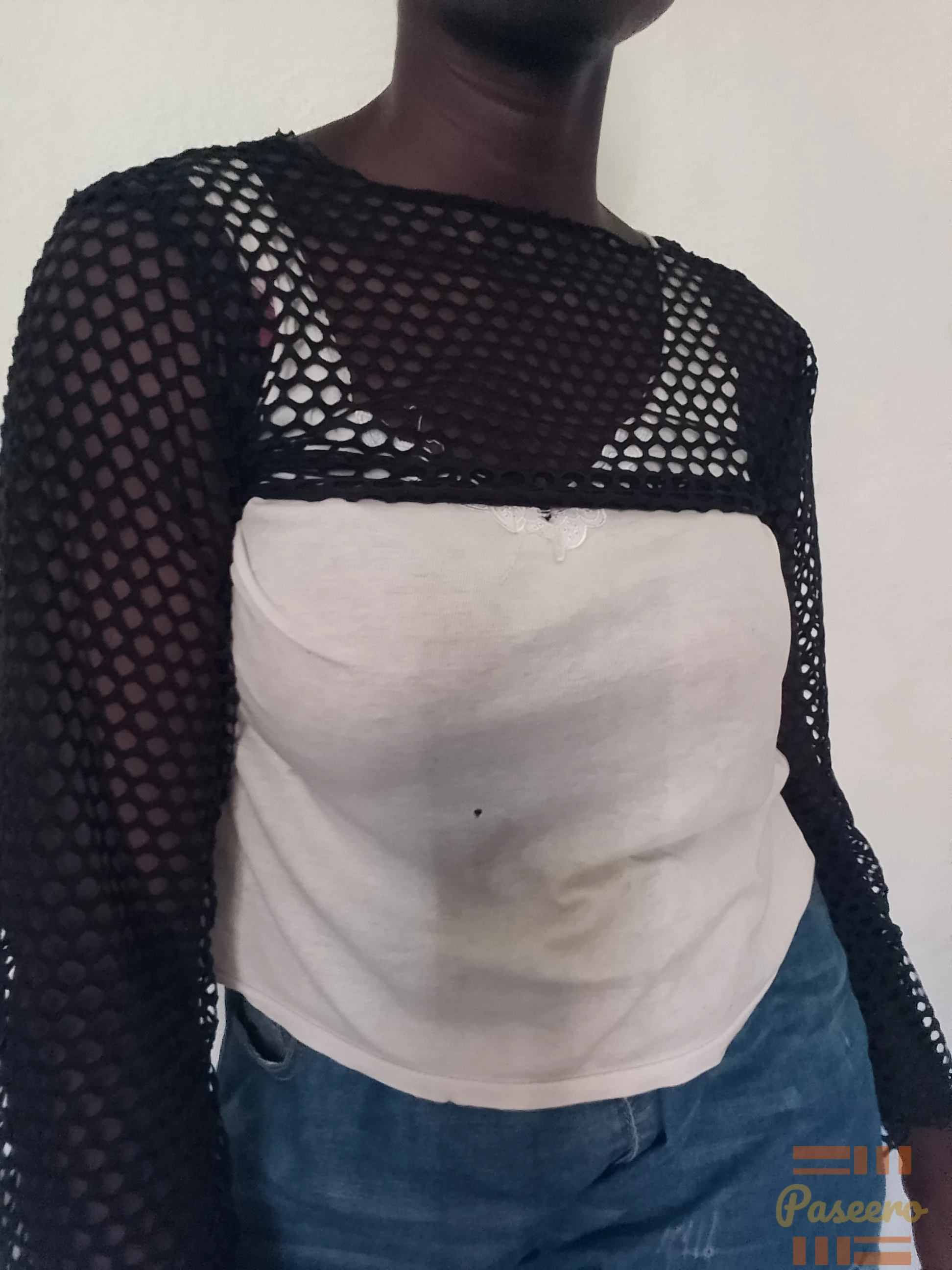 Black breathable fishnet shrug