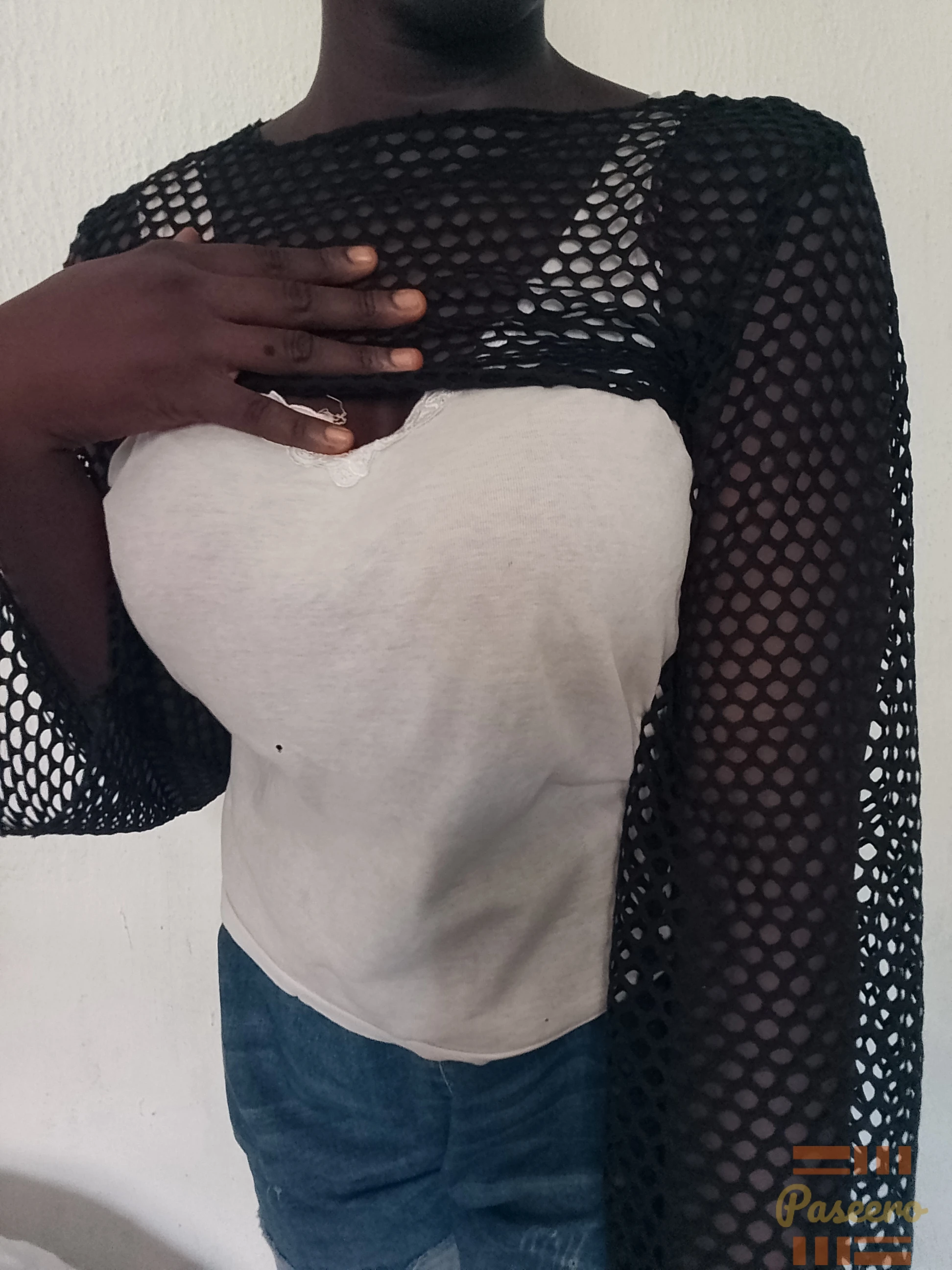 Black breathable fishnet shrug1
