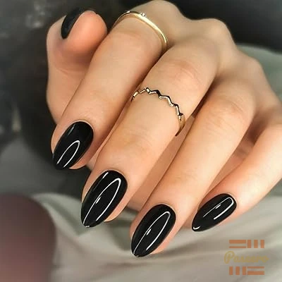 Artquee Almond Press on Nails Short Solid Color Black Fake Nails