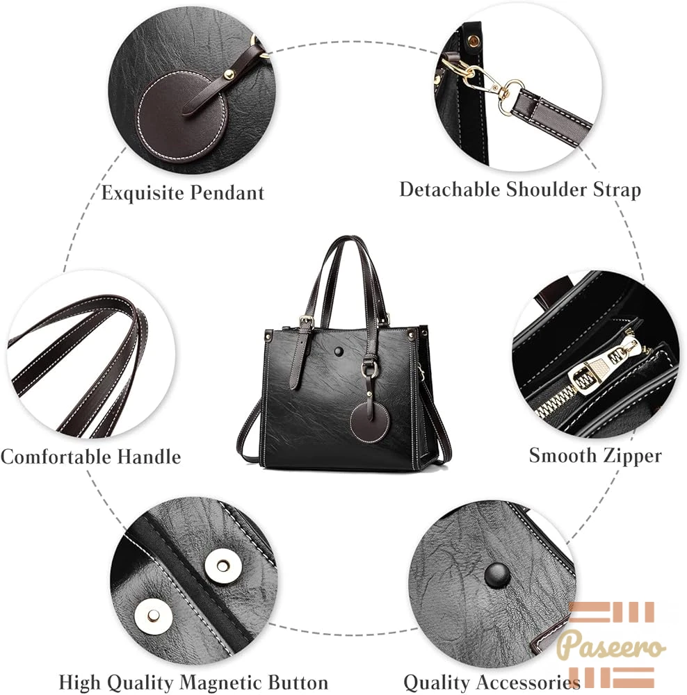 FANDARE Women Handbag Tote Top Handle PU Leather Shoulder Satchel Crossbody2