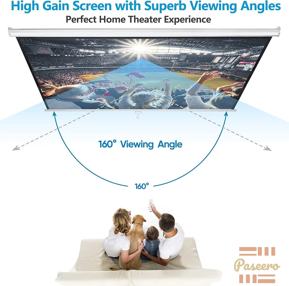 Epetlover 120" Projector Screen Manual Pull Down Outdoor Movie Screen1