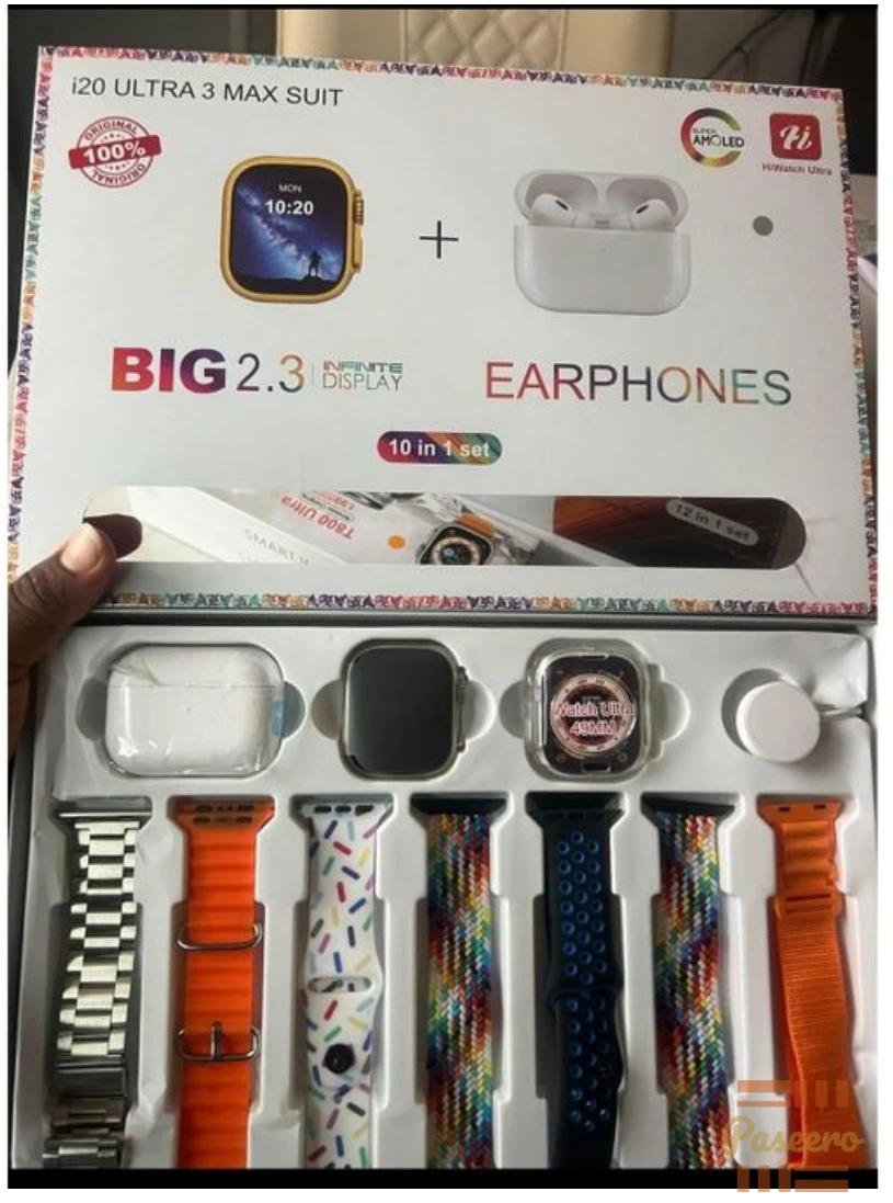 Ultra 3 Max Smart Watch + Earbuds (10-in-1 Set) – Brand New