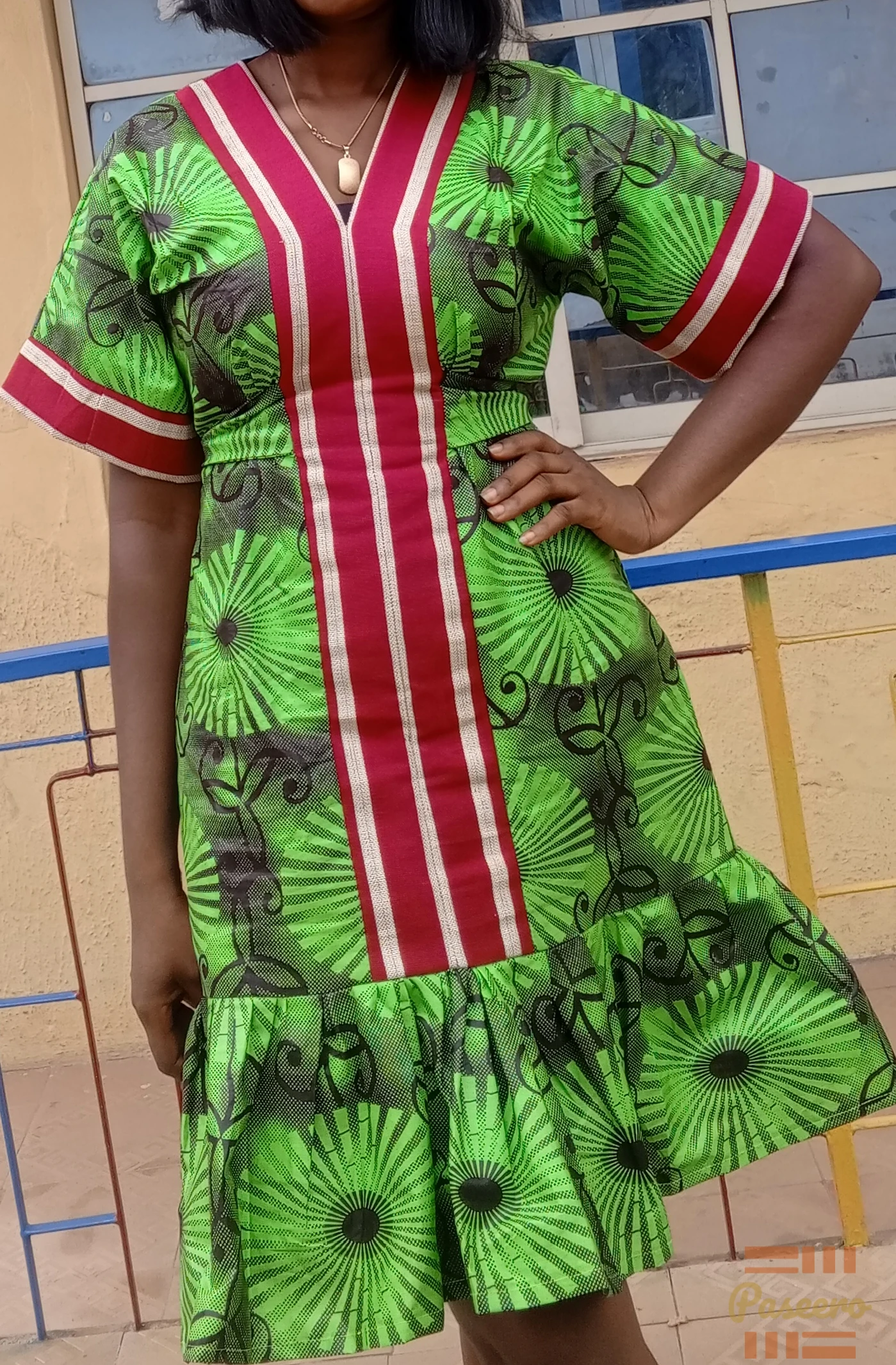 Kimono Ankara short dress mixed with Aso-oke for classy2