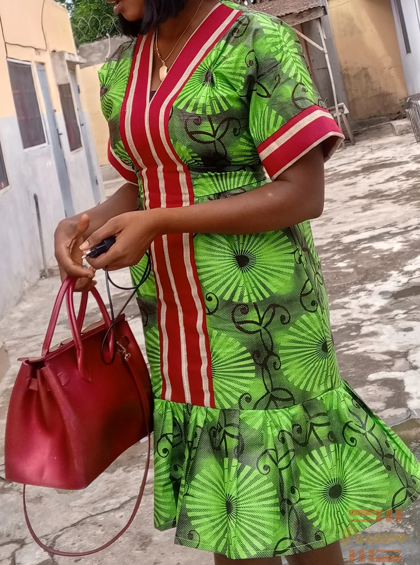 Kimono Ankara short dress mixed with Aso-oke for classy