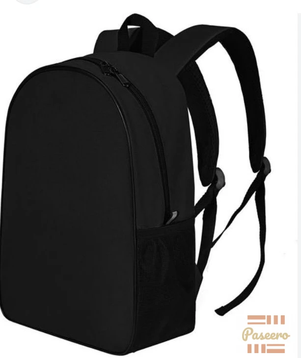 Plain Black Unisex Backpack - Lightweight School Work Travel Bag1