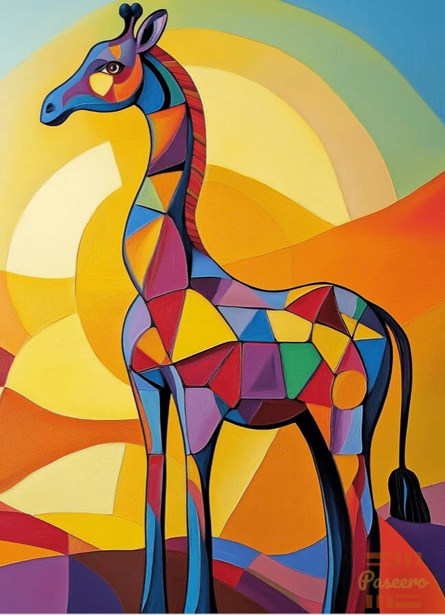 Sunset Giraffe Geometric Savannah1