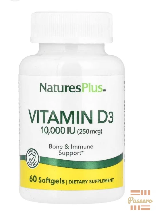 NaturesPlus Vitamin D3 10,000 IU | 60 Softgels | Bone